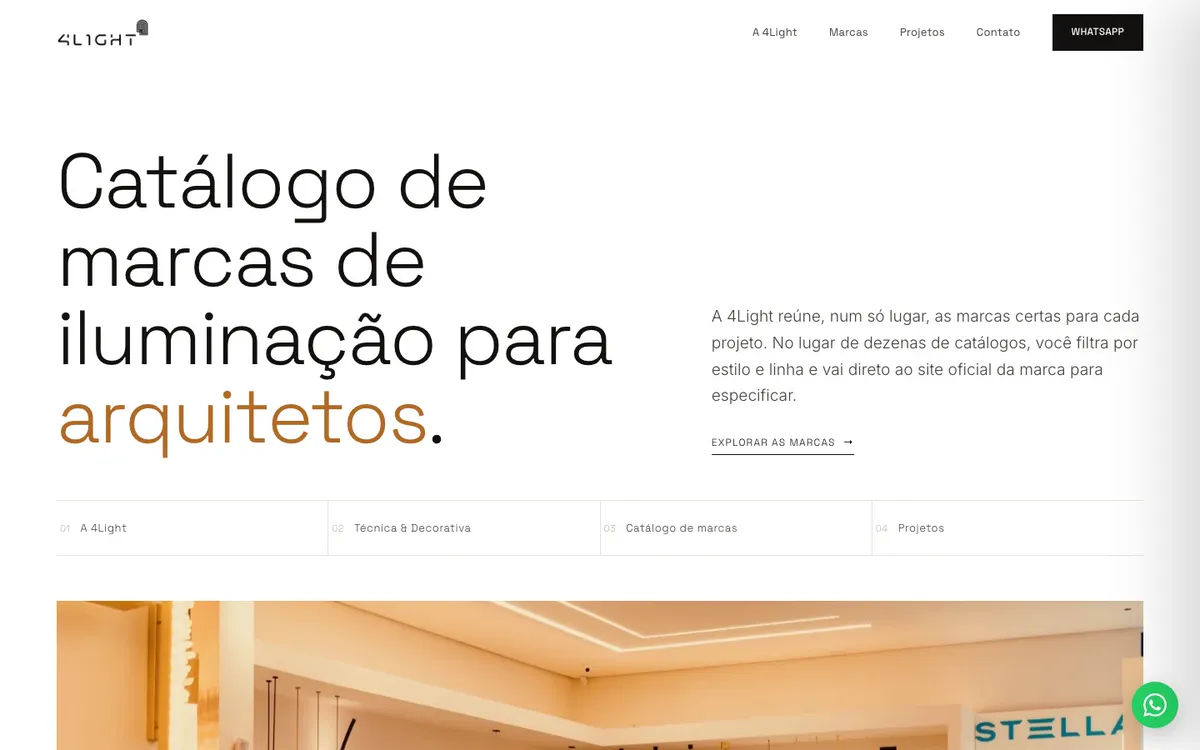 Página inicial do site 4Light