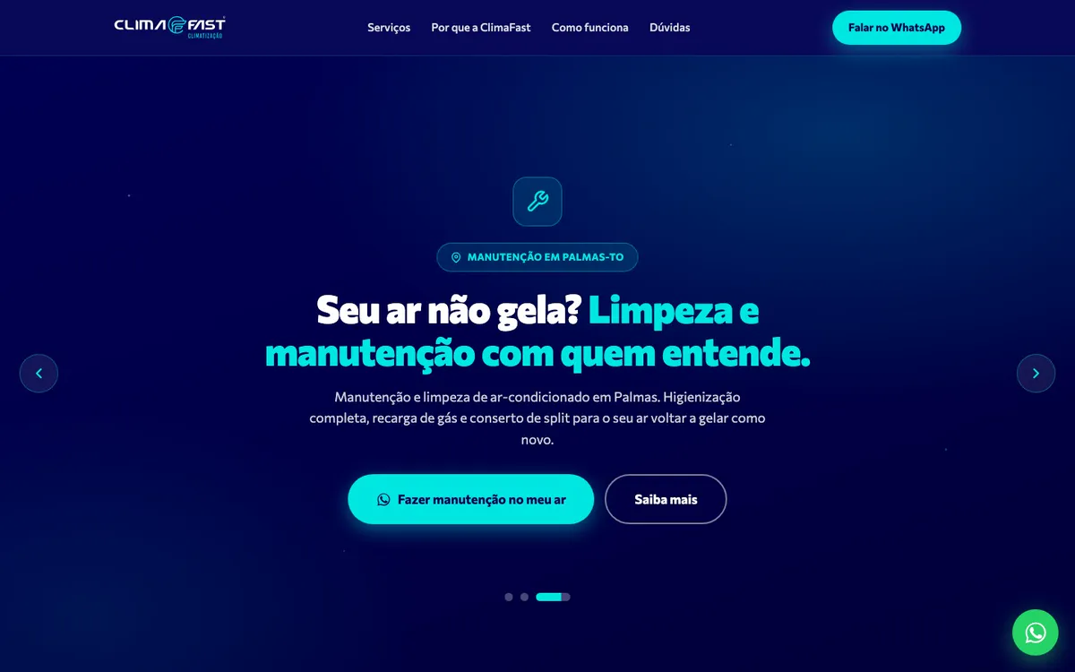 Página inicial do site ClimaFast