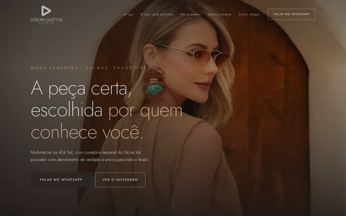 Página inicial do site Débora Goetten