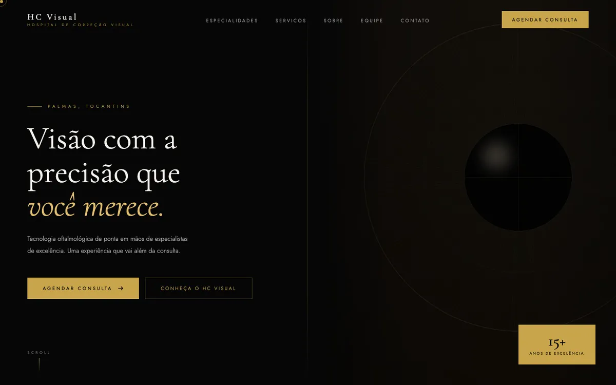 Página inicial do site HC Visual