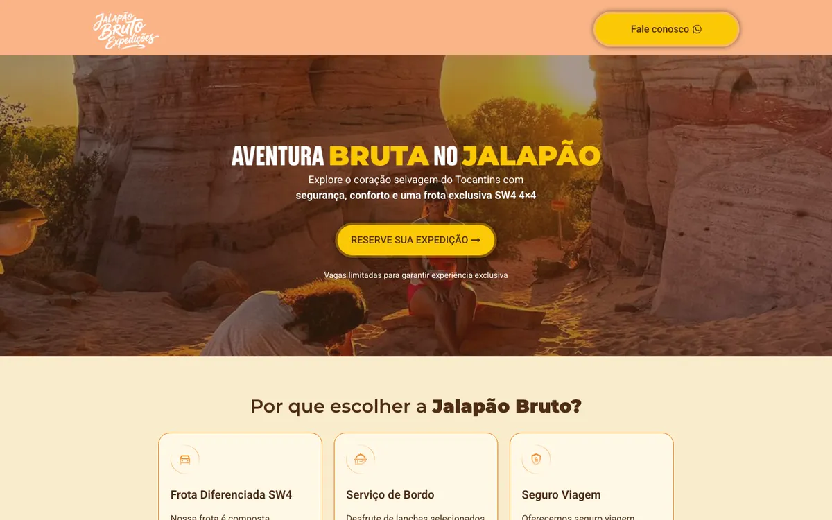 Página inicial do site Jalapão Bruto Expedições