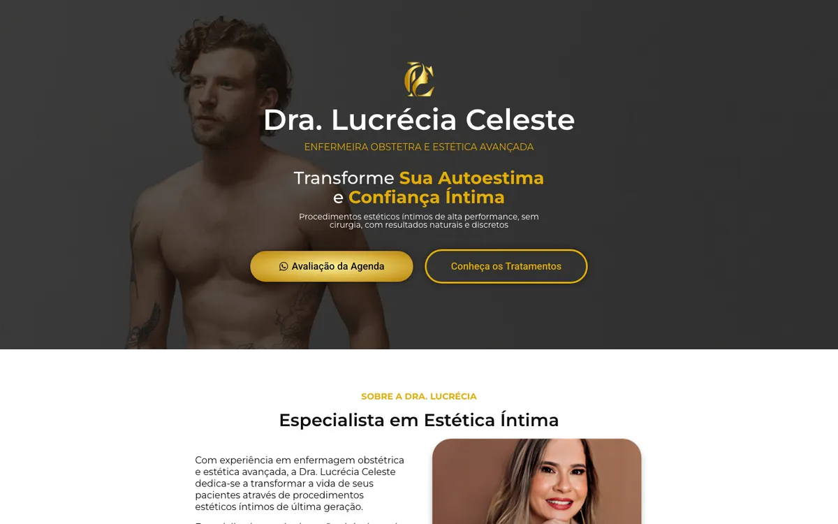 Página inicial do site Dra. Lucrécia Celeste