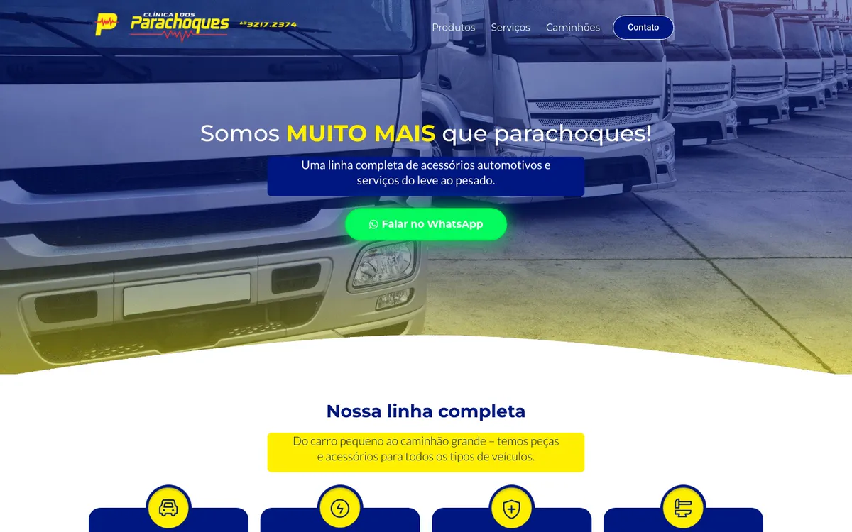 Página inicial do site Clínica dos Parachoques